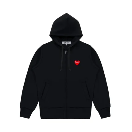 Black CDG Hoodie With Small – Red Heart - Comme Des Garcons