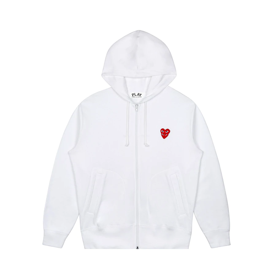 CDG Hoodie Zip Up – White - Comme Des Garcons