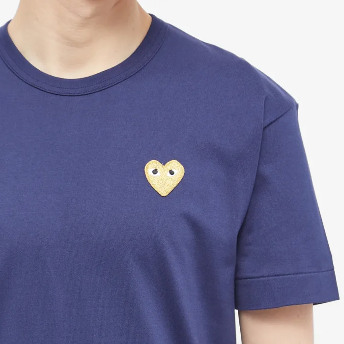 Comme Des Garcons Play Gold Heart Logo Tee