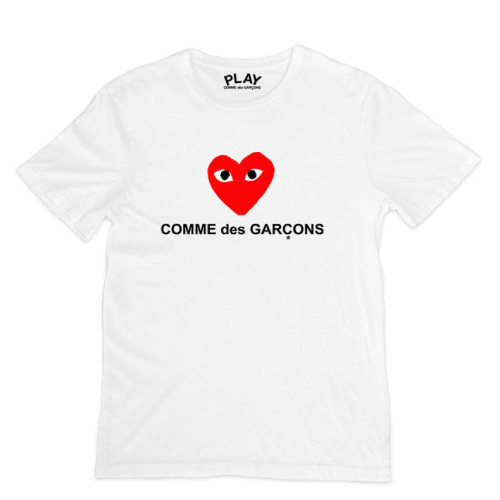 Heart Comme Des Garcons Red Text T-shirt