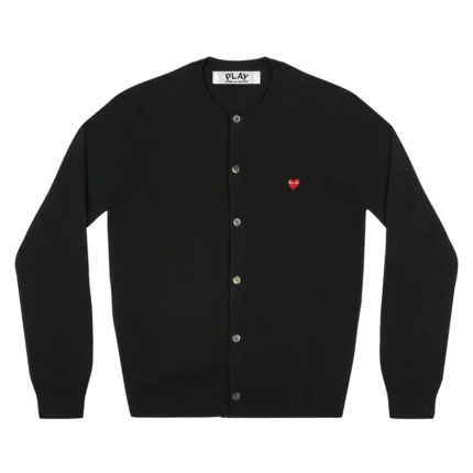 PLAY WOMEN'S CARDIGAN WITH SMALL RED HEART (BLACK)