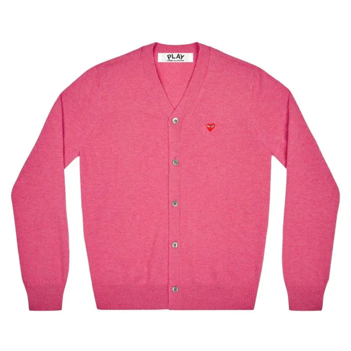 PLAY MEN'S CARDIGAN WITH SMALL RED HEART (PINK)