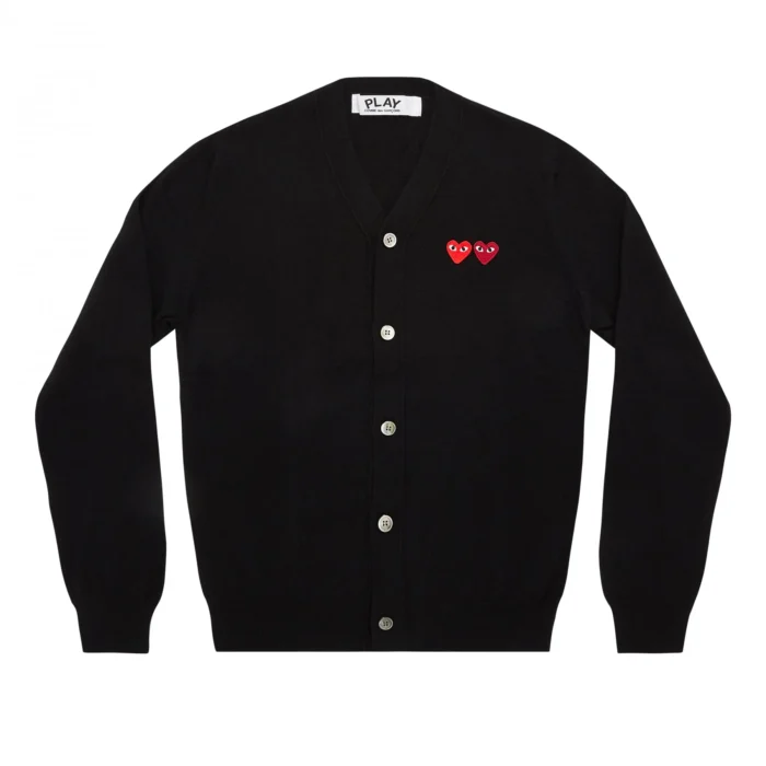 PLAY MEN'S CARDIGAN WITH DOUBLE EMBLEMS BLACK