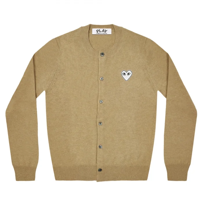 PLAY WOMEN'S CARDIGAN WHITE HEART NATURAL SERIES CAMEL