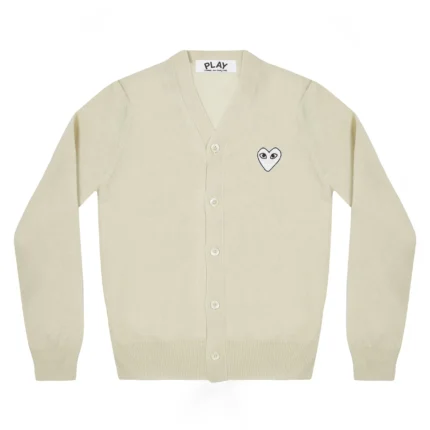 PLAY MEN'S CARDIGAN WHITE HEART NATURAL SERIES OFF WHITE
