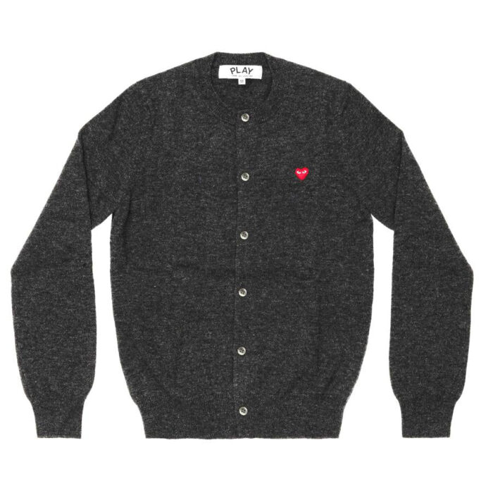 PLAY WOMEN'S CARDIGAN WITH SMALL RED HEART (GREY)